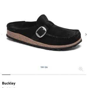 NWOT Birkenstock  Buckley black suede slides 39
